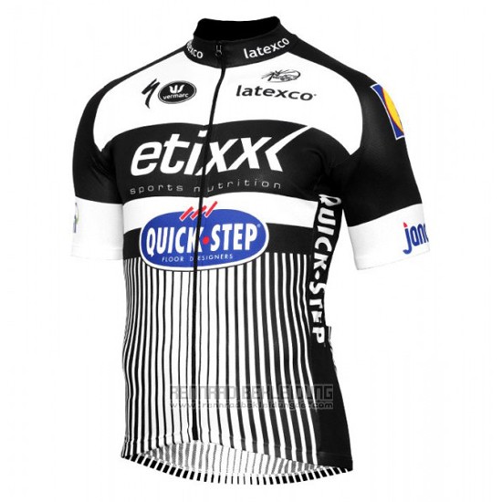 2016 Fahrradbekleidung Etixx Quick Step Wei und Shwarz Trikot Kurzarm und Tragerhose